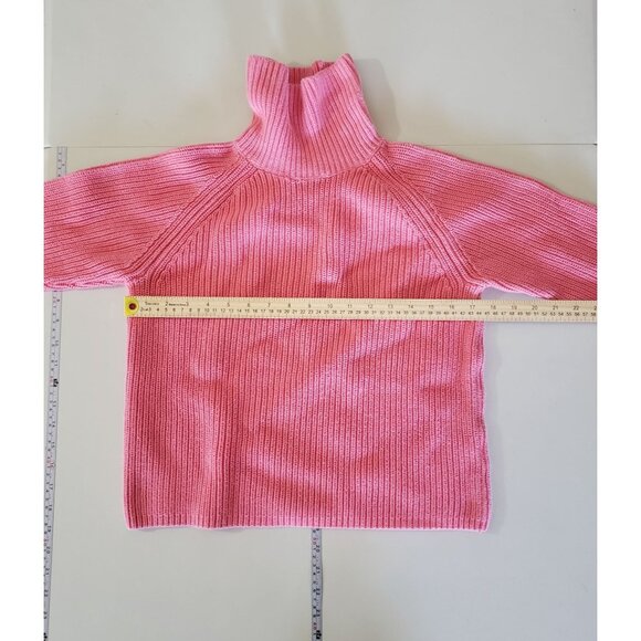 Lands End Womens Pink Ribbed Cotton Turtleneck Sweater Size 6 Preppy Coastal - Picture 3 of 6